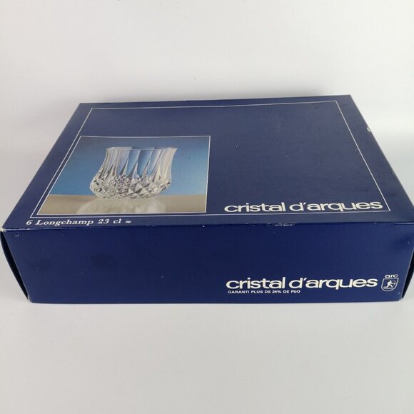 Cristal d'arques Set of 6 Long Champ 24% Lead Crystal glasses (New Old Stock) - Picture 8 of 8